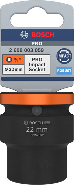 BOSCH PRO Impact Steckschlüsselsatz, 3/4", 22 mm, Standard