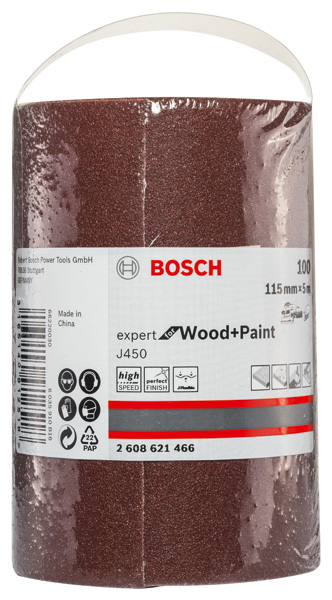 BOSCH Schleifblatt J450 Expert for Wood and Paint, 115 mm x 5 m, G120