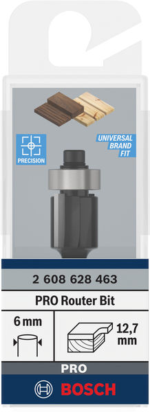 BOSCH PRO Bündigfräser mit untenlieg. Führungskugellager, Ø 12,7 x L 12,7, Schaft 6 mm