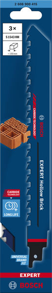 BOSCH EXPERT S1543HM Hollow Brick Säbelsägeblatt, 3-tlg. BOSCH EXPERT S1543HM Hollow Brick Säbelsägeblatt, 3-tlg.
