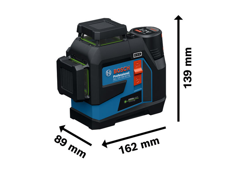 BOSCH Linienlaser GLL 12V-100-33 CG, 1 x Akku GBA 12V 2.0Ah in L-BOXX