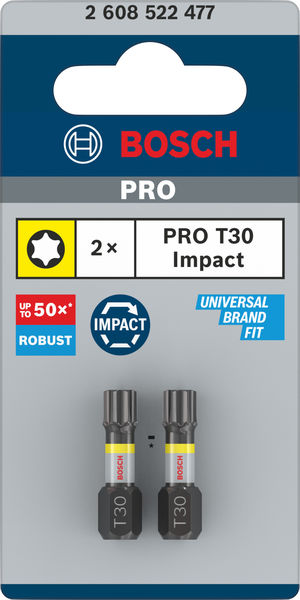 BOSCH PRO Torx Impact Bit, T30, 25 mm, 2-tlg.