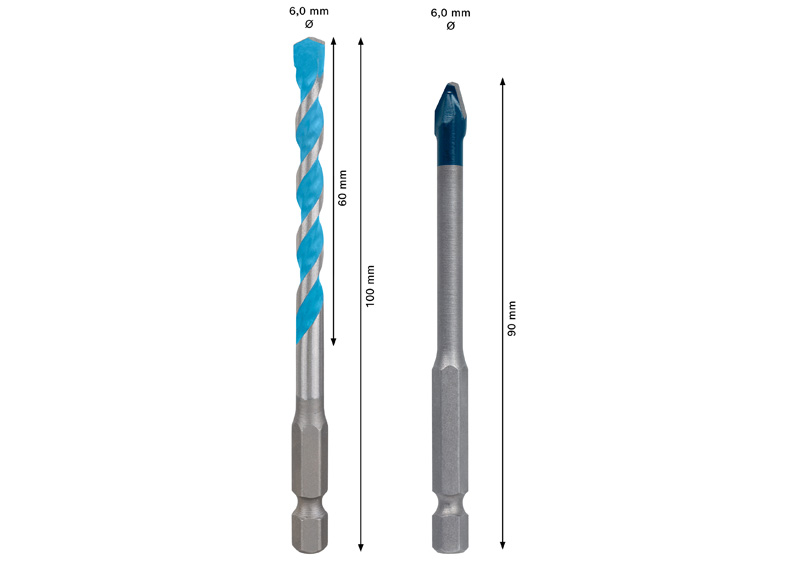 BOSCH EXPERT HEX-9 Hard Ceramic+EXPERT HEX-9 Multi Construction Bohrer-Set, 6mm, 2tlg.
