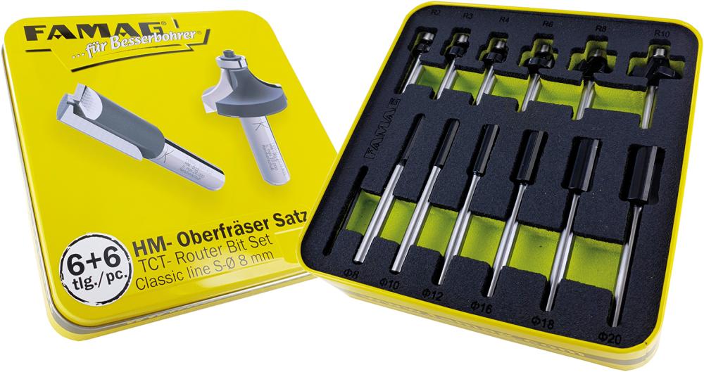 FAMAG HM-Fräsersatz 6+6 teilig in Blechbox Sh 8