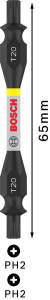 BOSCH PRO Impact Schrauberbit mit Doppelklingen und Pick and Click-Einsätzen, T20,65mm