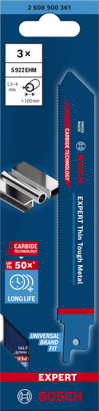 BOSCH EXPERT S922EHM Thin Tough Metal Säbelsägeblatt, 3-tlg. BOSCH EXPERT S922EHM Thin Tough Metal Säbelsägeblatt, 3-tlg.
