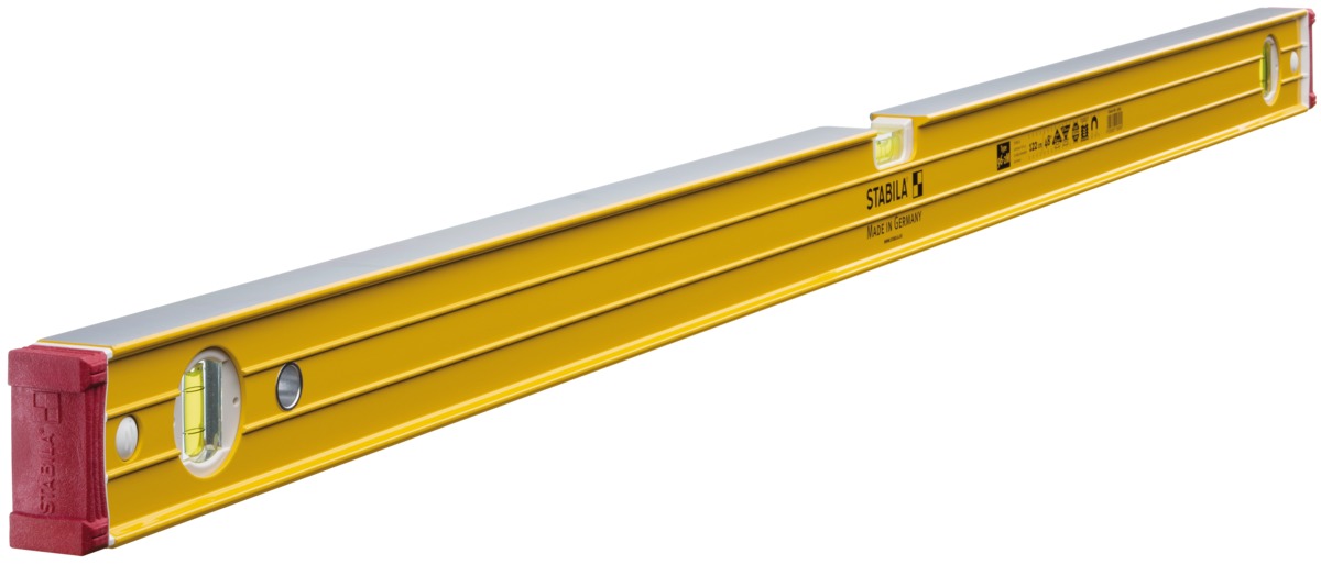 STABILA Magnet-Wasserwaage Type 96-2 M, 122 cm, extrasteifes Alu-Profil, extrastarke Seltenerd-Magnete, 1 Horizontal-/2 Vertikal-Libellen, stoßdämpfende Endkappen, Rutsch-Stopper, Made in Germany STABILA Magnet-Wasserwaage Type 96-2 M, 122 cm, extrasteifes Alu-Profil, extrastarke Seltenerd-Magnete, 1 Horizontal-/2 Vertikal-Libellen, stoßdämpfende Endkappen, Rutsch-Stopper, Made in Germany