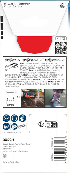 BOSCH EXPERT PAIZ 32 AIT MetalMax Tauchsägeblatt, 32 x 55 mm BOSCH EXPERT PAIZ 32 AIT MetalMax Tauchsägeblatt, 32 x 55 mm