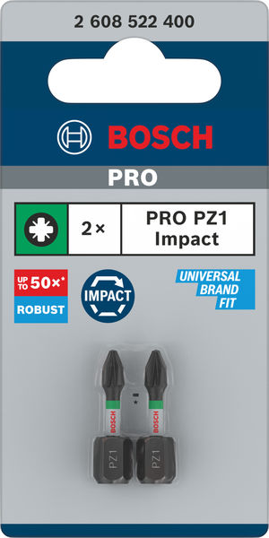 BOSCH PRO Pozidriv Impact Bit, PZ1, 25 mm, 2-tlg.