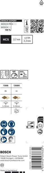 BOSCH Expert Wood 2-side clean Stichsägeblatt-Set, 3-tlg.