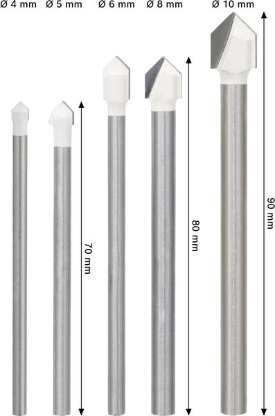 BOSCH CYL-9 Ceramic Fliesenbohrer Set, 4/5/6/8/10 mm, 5-tlg.