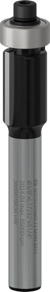 BOSCH PRO Bündigfräser mit untenlieg. Führungskugellager, Ø 3/8"xL 17/32", Schaft 1/4"