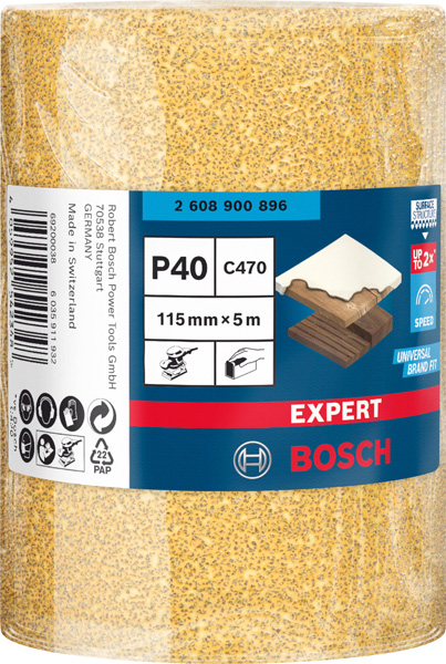 BOSCH EXPERT C470 Schleifband, 115mmx5m, K40, keine Löcher