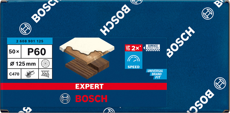 BOSCH EXPERT C470 Schleifscheibe, 125mm, K60, Multilochung, 50-tlg. BOSCH EXPERT C470 Schleifscheibe, 125mm, K60, Multilochung, 50-tlg.