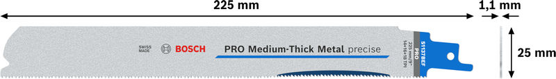 BOSCH PRO Medium-Thick Metal precise S1137BEF Säbelsägeblatt, 1,1x25x225 mm, 2-tlg. BOSCH PRO Medium-Thick Metal precise S1137BEF Säbelsägeblatt, 1,1x25x225 mm, 2-tlg.