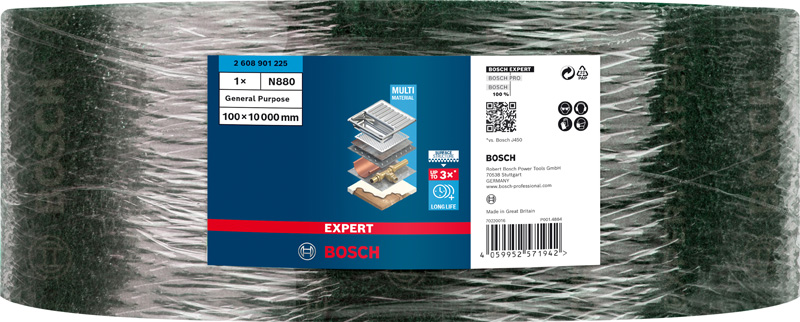 BOSCH EXPERT N880 Vliesrolle, 100x10mm, Ultra feines Mehrzweck BOSCH EXPERT N880 Vliesrolle, 100x10mm, Ultra feines Mehrzweck