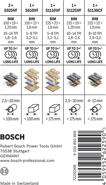 BOSCH PRO Demolition Säbelsägeblatt Set, 6-tlg.