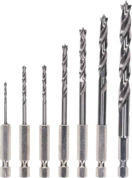BOSCH 7-teiliges Holzspiralbohrer-Set, Robust Line, Sechskantschaft, 2–8 mm