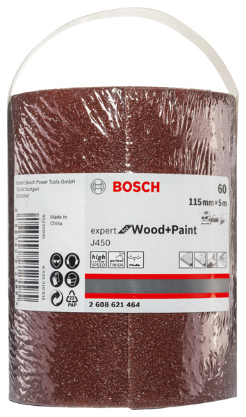 BOSCH Schleifblatt J450 Expert for Wood and Paint, 115 mm x 5 m, G60