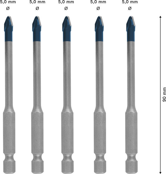 BOSCH EXPERT HEX-9 Hard Ceramic HEX-9 Bohrer-Set, 5 x 90 mm, 5-tlg. BOSCH EXPERT HEX-9 Hard Ceramic HEX-9 Bohrer-Set, 5 x 90 mm, 5-tlg.