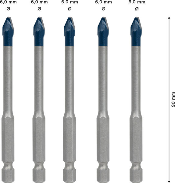 BOSCH EXPERT HEX-9 Hard Ceramic HEX-9 Bohrer-Set, 6 x 90 mm, 5-tlg. BOSCH EXPERT HEX-9 Hard Ceramic HEX-9 Bohrer-Set, 6 x 90 mm, 5-tlg.