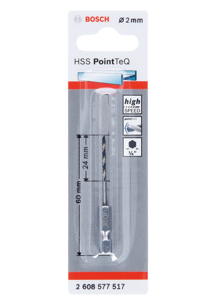 BOSCH HSS PointTeQ Sechskantbohrer 2 mm