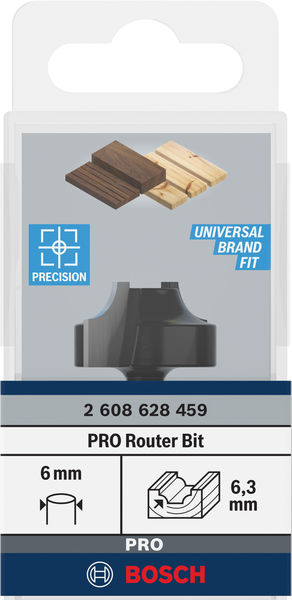 BOSCH PRO Abrundfräser, R 6,3, Schaft 6 mm BOSCH PRO Abrundfräser, R 6,3, Schaft 6 mm