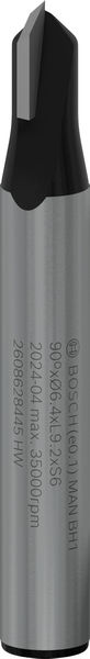 BOSCH PRO V-Nutfräser, 90° x Ø 6,4, Schaft 6 mm