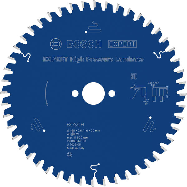BOSCH EXPERT High Pressure Laminate Kreissägeblatt, 165x2,6/1,6x20 mm, Z48