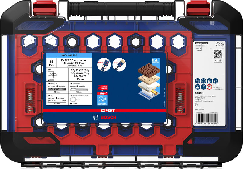 BOSCH EXPERT Construction Material Power Change Plus-Lochsägen-Set, 15-tlg.