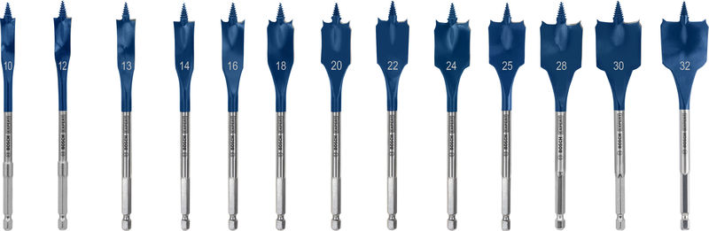 BOSCH EXPERT Self Cut Speed Flachfräsbohrer-Set, 10-32 mm, 13-tlg.