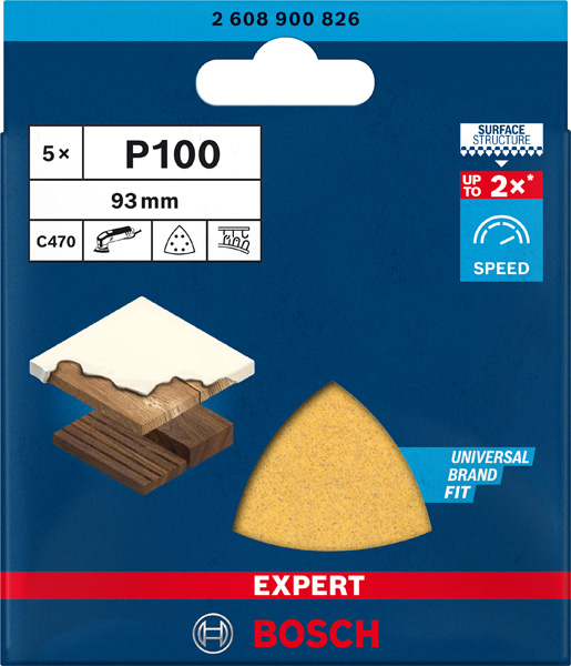 BOSCH EXPERT C470 Deltaschleifblatt, 93mm, K100, 6 Löcher, 5-tlg. BOSCH EXPERT C470 Deltaschleifblatt, 93mm, K100, 6 Löcher, 5-tlg.