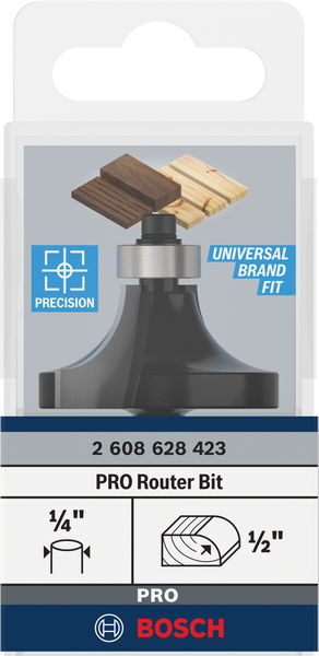 BOSCH PRO Abrundfräser, R 1/2", Schaft 1/4"