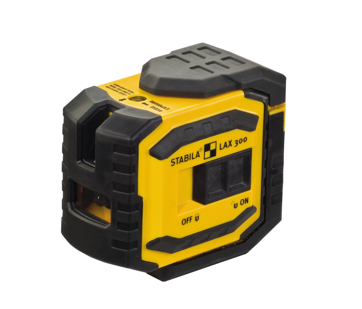 STABILA Kreuzlinienlaser LAX 300, 5-teiliges Set, selbstnivellierend, scharfe Laser-Linien mit Lotpunkten, Reichweite bis 20 m, Schutzklasse IP 54, inklusive Teleskopstange LT 30