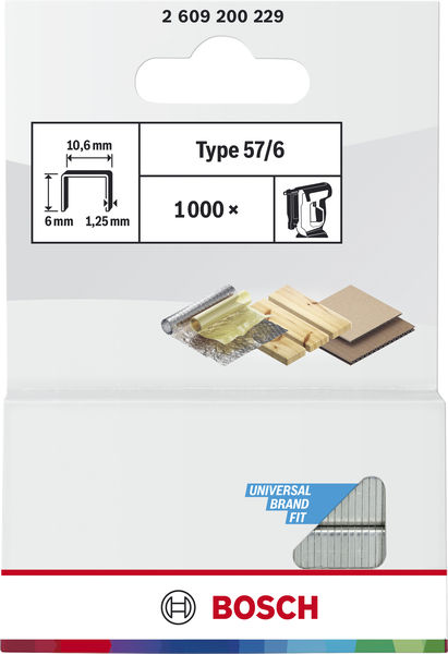 BOSCH Flachdrahtklammer Typ 57, 10,6 x 1,25 x 6 mm, 1000er-Pack