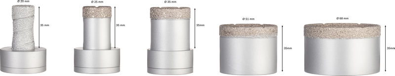 BOSCH PRO Ceramic dry X-Lock Bohrkronen-Set, 68x33, 51x33, 35x33, 25x33, 20 mm, 5-tlg.