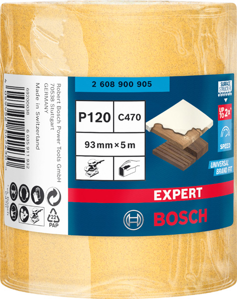 BOSCH EXPERT C470 Schleifband, 93mmx5m, K120, keine Löcher BOSCH EXPERT C470 Schleifband, 93mmx5m, K120, keine Löcher
