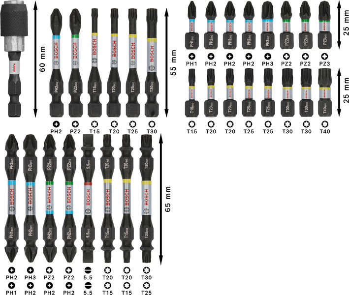 BOSCH PRO Impact Bit Set, Display, 6 x 31-tlg BOSCH PRO Impact Bit Set, Display, 6 x 31-tlg