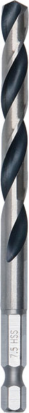 BOSCH Metal HSS Spiralbohrer, 7,5 x 69 x 109 mm, HEX 1/4“ Schaft