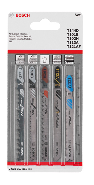 BOSCH 5-tlg. Stichsägeblatt-Set Allrounder, T-Schaft BOSCH 5-tlg. Stichsägeblatt-Set Allrounder, T-Schaft