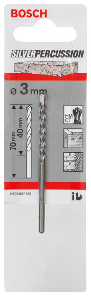 BOSCH Betonbohrer CYL-3, 3 x 40 x 70 mm, d 2,8 mm, 1er-Pack BOSCH Betonbohrer CYL-3, 3 x 40 x 70 mm, d 2,8 mm, 1er-Pack