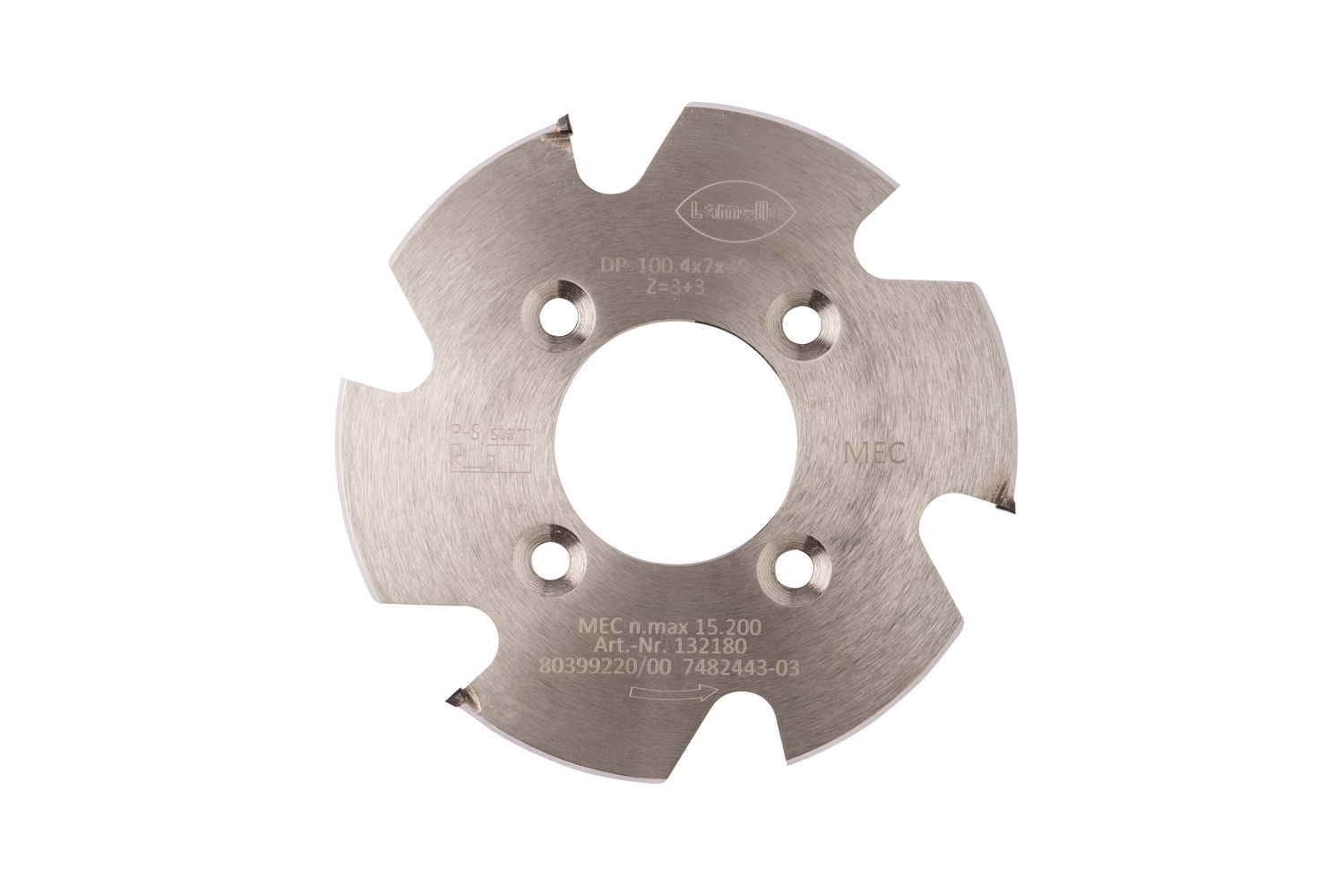 LAMELLO P-System Nutfräser CNC, DP, linkslaufend, Ø100.4x7xØ35 mm, Z3, NL 4xØ5.5xØ50 mm