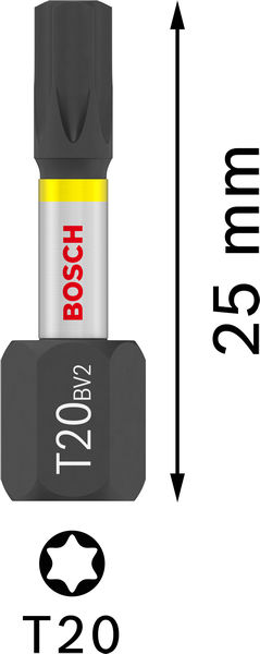 BOSCH PRO Torx Impact Bit, T20, 25 mm, Display, 10 x 25-tlg.