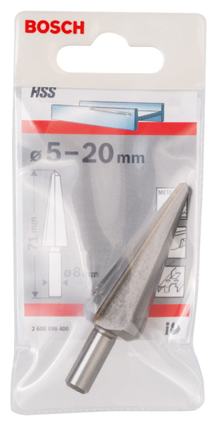 BOSCH Blechschälbohrer HSS, zylindrisch, 5 - 20 mm, 71 mm, 8 mm BOSCH Blechschälbohrer HSS, zylindrisch, 5 - 20 mm, 71 mm, 8 mm