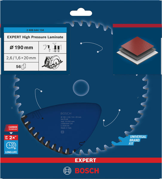 BOSCH EXPERT High Pressure Laminate Kreissägeblatt, 190x2,6/1,6x20 mm, Z56 BOSCH EXPERT High Pressure Laminate Kreissägeblatt, 190x2,6/1,6x20 mm, Z56