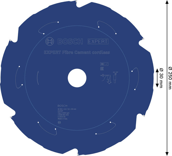 BOSCH EXPERT Fiber Cement Kreissägeblatt, 250x2,2x30 mm, Z6 BOSCH EXPERT Fiber Cement Kreissägeblatt, 250x2,2x30 mm, Z6