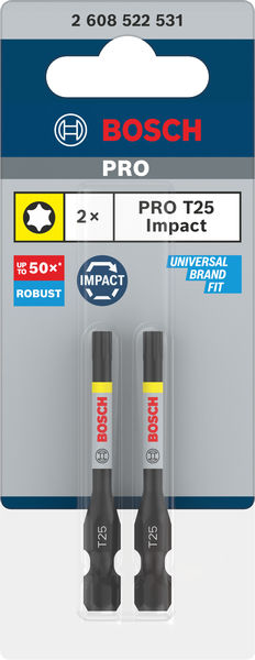BOSCH PRO Torx Impact Bit, T25, 55 mm, 2-tlg.
