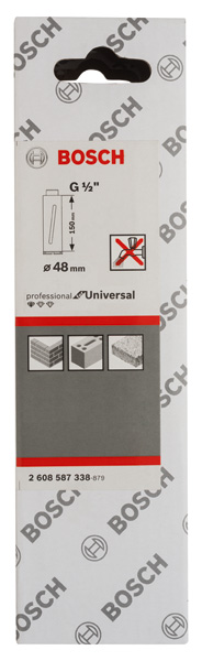 BOSCH Diamanttrockenbohrkrone G 1/2-Zoll, Standard for Universal, 48mm, 150mm, 3, 7mm