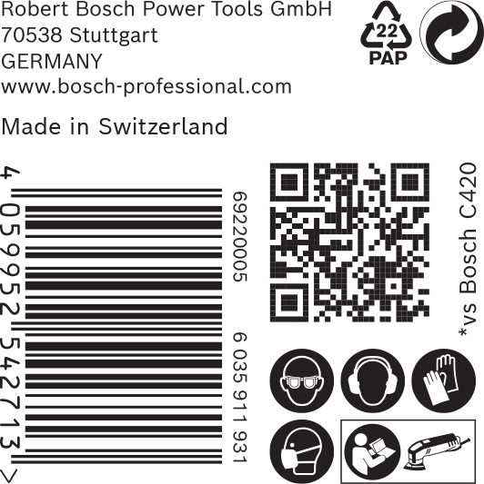 BOSCH EXPERT C470 Schleifblatt, 93x93mm, K320, 6 Löcher, 50-tlg.
