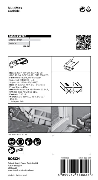 BOSCH EXPERT MultiMax PAII 52 APIT Blatt für Multifunktionswerkzeuge, 52 mm